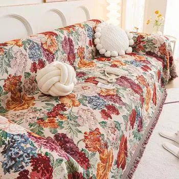 Богемное диванное полотенце, национальная накидка универсальная накидка, диван универсальный для всех сезонов, накидка диванная подушка большого размера 180*130cm ирис