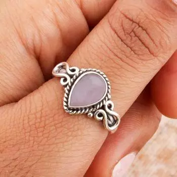 Богемное кольцо с розовым кварцем и грушей, серебряное кольцо 925 пробы, ювелирные изделия ручной работы, подарок для женщин 6