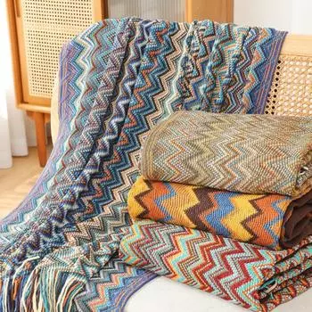 Богемное одеяло для дивана, одеяло, скандинавское одеяло, летнее вязаное одеяло, офисная шаль, одеяло для сна, одеяло с кондиционером 127*180CM