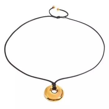 Богемное ожерелье из нержавеющей стали, кулон-кольцо, гипоаллергенное ожерелье, регулируемое ожерелье на черном шнурке, ювелирный подарок для него и для нее 1pc