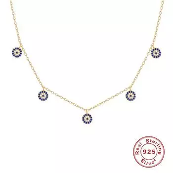 Богемное ожерелье из стерлингового серебра 925 пробы в простом дизайне «Турецкий синий глаз» и «Глаз демона» 925 silver золотой