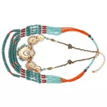 Богемное ожерелье винтажное ручной работы из бисера многослойное цветное аксессуар для одежды женское ювелирное изделие