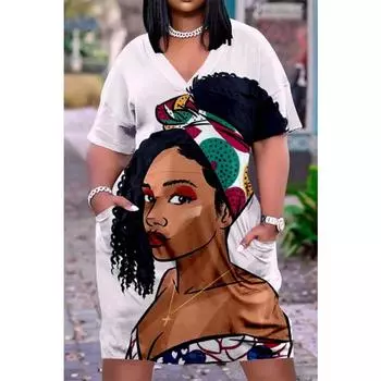 Богемное сексуальное женское платье с V-образным вырезом и карманами в индийском стиле с 3D-принтом для африканских девушек, платье с короткими рукавами, длиной до колен, вечернее платье миди S
