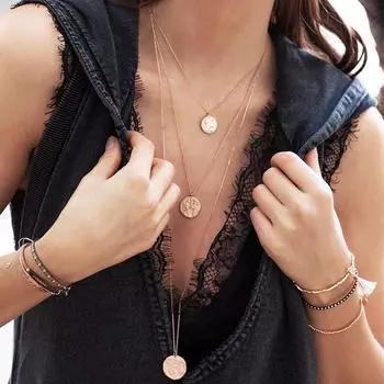 Богемное винтажное многослойное ожерелье с подвеской в виде монеты, колье-цепочка для женщин, вечерние ювелирные изделия, подарок золотой