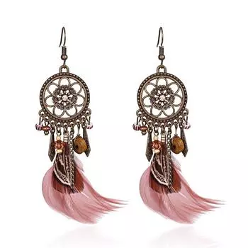 Богемные этнические висячие серьги с натуральными перьями для женщин, длинные серьги с кисточками и перьями, серьги-капли для невесты, пляжные украшения для свадебной вечеринки 1