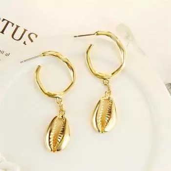 Богемные белые серьги-гвоздики из ракушек для женщин и девочек, милые золотые серьги-подвески Brincos, модные ювелирные изделия, подарки для подруги