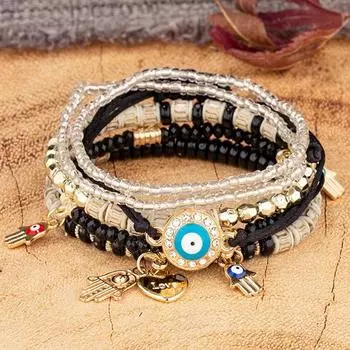 Богемные браслеты с кисточками, эффектные хрустальные бусины, эластичные веревочные бусины, браслеты, браслеты для женщин, очаровательные ювелирные аксессуары