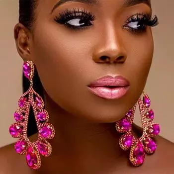 Богемные красочные стразы, геометрические серьги с каплями воды, ювелирные изделия для ужина для женщин, роскошные массивные серьги с большими висячими кристаллами красный