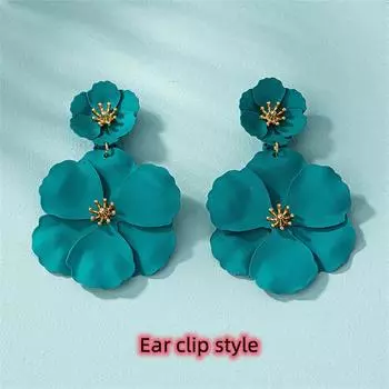 Богемные крупные серьги-капли с цветами для женщин, свадебные, трендовые, длинные, двухслойные, с эмалью, с цветочным кристаллом, серьги-гвоздики, клипсы для ушей, корейские