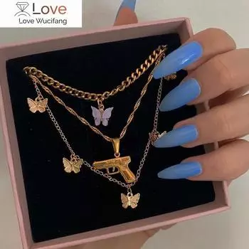 Богемные многослойные ожерелья для женщин и мужчин, бабочка, портрет, монета, крест, кристалл, чокеры, ожерелье, модные новые ювелирные изделия, подарки