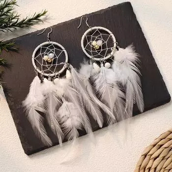 Богемные серьги-ловцы снов с перьями, длинные серьги-кисточки, преувеличенные серьги в стиле личности для отпуска на море, женские