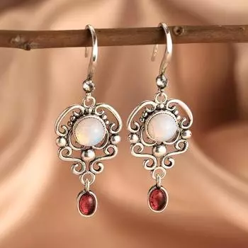 Богемные серьги-подвески для женщин винтажные этнические ретро-подвески для ушей на пляжную вечеринку ювелирные изделия в подарок серебряный
