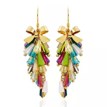 Богемные серьги ручной работы с бахромой, темпераментные серьги с индивидуальным дизайном в форме ретро-банта красный