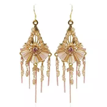 Богемные серьги ручной работы с кристаллами, темпераментные длинные серьги в этническом стиле с бахромой, геометрические серьги для женщин красный