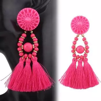 Богемные серьги с кисточками из бисера и стразами, висячие серьги для женщин, ювелирные изделия для банкета, подарок