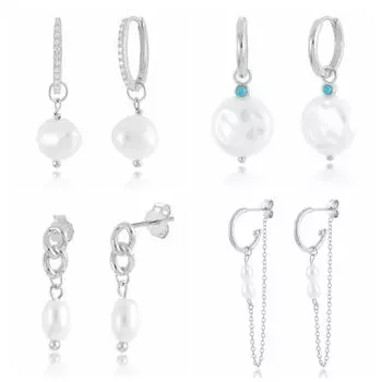 Богемные серьги с нерегулярным жемчугом в стиле барокко для женщин, стерлинговое серебро 925 пробы, цепочка с жемчугом, серьги-кольца, ювелирные изделия Brincos