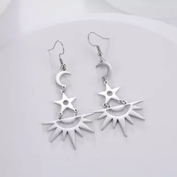 Богемные серьги в стиле радуги, солнца, звезды, луны для женщин, аксессуары, длинные серьги из нержавеющей стали, модные украшения в стиле бохо, племенные украшения, новые