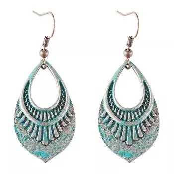 Богемные винтажные геометрические овальные серебряные серьги-крючки