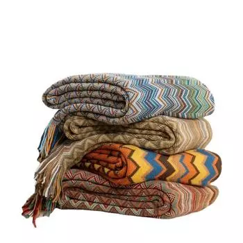 Богемные вязаные пледы с кисточками, пледы для кровати, дивана, декоративное одеяло, мягкое теплое одеяло, покрывало, домашний декор 127X152CM жёлтый