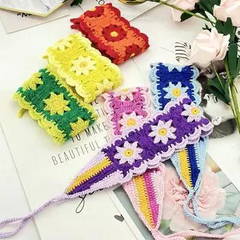 Богемные вязаные повязки для волос, женские модные цветочные повязки на голову, банданы, тюрбан, шарф для волос, головные уборы, аксессуары для волос оранжевый