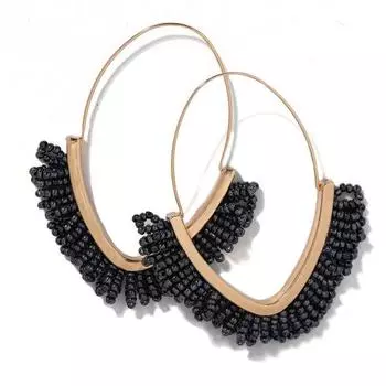 Богемные женские бусины с кисточками и геометрическими висячими серьгами-крючками, праздничные ювелирные изделия, подарок