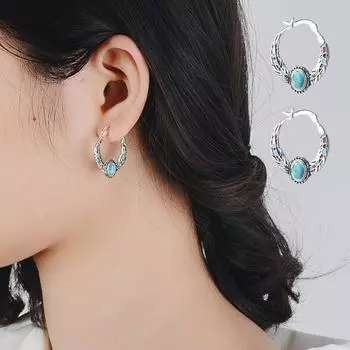 Богемные женские серьги из искусственной бирюзы с орлиными перьями, резные серьги-обнимашки, ювелирный декор