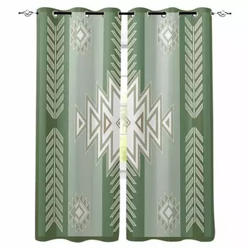 Богемный ацтекский марокканский сельский дом шалфейно-зеленые плотные шторы для гостиной спальни оконные шторы домашний декор W135 x H60cm