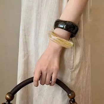 Богемный акриловый браслет смазывание ретро кольцо на руку милый нерегулярный широкий браслет для женщин Style C