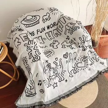 Богемный чехол на диван, одеяла для кровати, плед, коврик для пикника с кисточками, диван-кровать, кемпинг, декоративный 90x90cm