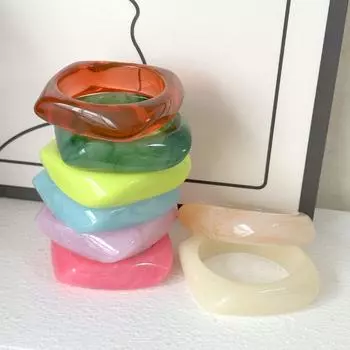 Богемный цветной акриловый браслет в европейском американском стиле прозрачное кольцо на руку для девочек оранжевый