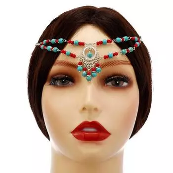 Богемный древний ханьфу путешествия фотография бирюзовый красный бисер головной убор аксессуары, экзотическая цепочка для волос красный