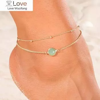 Богемный двухслойный браслет на щиколотку, модные опаловые кристальные браслеты для женщин, пляжный браслет на щиколотку, женские украшения на щиколотку