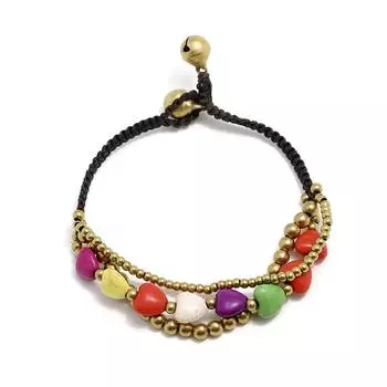 Богемный Этнический Стиль Ретро Бирюзовые Медные Бусины Модный Очаровательный Женский Браслет Тайская Восковая Нить Ручной Плетеный Браслет Для Йоги красный