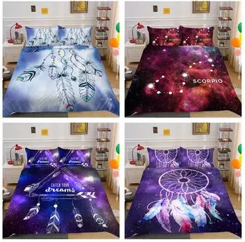 Богемный комплект постельного белья «Ловец снов» со звездным небом, тематический фон «Ловец снов» Пододеяльник Наволочка 2 или 3 спальни Украшение постельных принадлежностей Baby 100x135cm
