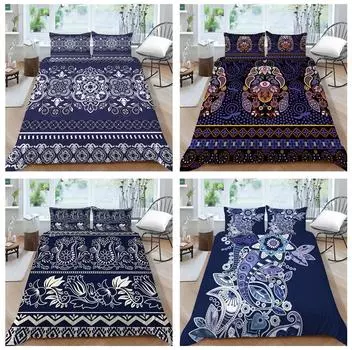 Богемный комплект постельного белья с богемным узором, пододеяльник, наволочка, 2/3 шт., ткань из микрофибры, полный размер, украшение для дома Baby 100x135cm