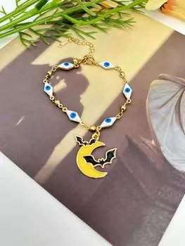 Богемный красочный масляный браслет с подвеской в виде глаз на Хэллоуин, летучая мышь, кошка, призрак