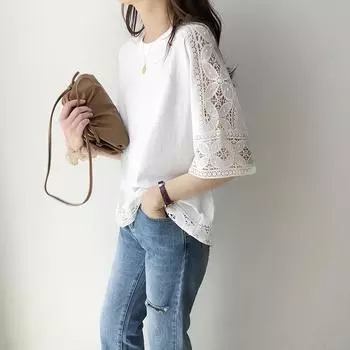 Богемный кружевной женский летний блузки повседневные блузки с коротким рукавом женские ажурные однотонные туники свободные сорочки One Size серый