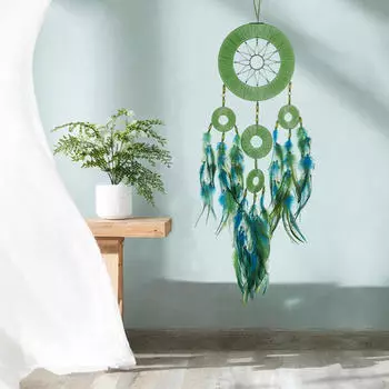 Богемный макраме настенный подвесной перо 20x75 см ручная работа декоративное украшение для дома для детей Green Circle