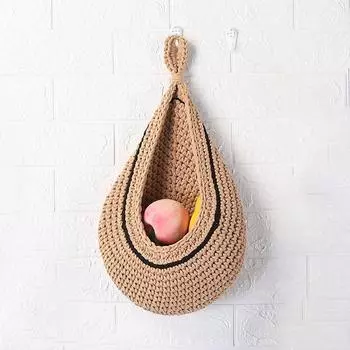 Богемный настенный ящик для хранения овощей, хлопковая веревка, сетчатый карман, удобная кухонная подвесная корзина для фруктов, капель воды, плетеная вручную XS