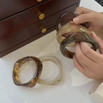 Богемный нерегулярный широкий браслет, размазывающее ретро-кольцо для руки, креативный акриловый браслет, украшение Style A