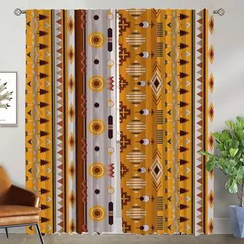 Богемный оконный занавес для комнаты 2-панельные затемняющие шторы украшения на Хэллоуин тюль для спальни домашний интерьер шторы W50xH70cmx2pcs-CL