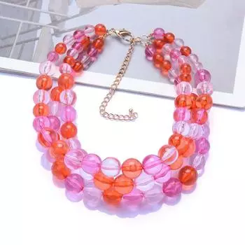 Богемный отпуск тройное ожерелье из витражных бусин женское ручная работа бисер ключица