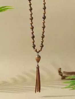 Богемный отпускной стиль Деревянное ручной работы ожерелье с подвеской из бусин Длинная цепочка для свитера Подходит для женского повседневного ношения