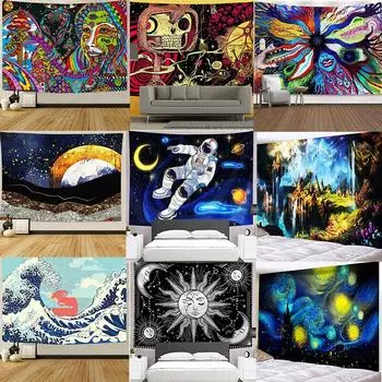 Богемный Пейзаж Гобелен Настенный Гобелен Абстрактная Ткань Живопись Домашний Декор Лунное Перо Гобелен Хиппи Настенная Ткань Ковер Потолок Декор Комнаты 150x130cm