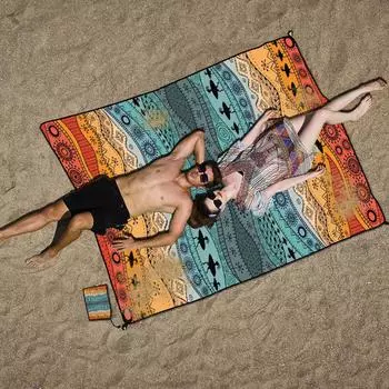 Богемный пляжный коврик - быстросохнущий, защищенный коврик - коврик для пикника на открытом воздухе, кемпинг - одеяло для кемпинга Free Size разноцветный