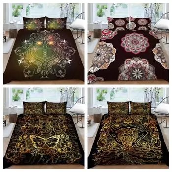 Богемный пододеяльник для мальчиков и девочек, постельные принадлежности королевского размера, мягкий домашний текстиль, пододеяльник с 3D принтом, высокое постельное белье UK Single 135x200cm
