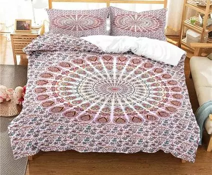 Богемный психоделический узор мандалы пододеяльник комплект постельного белья для взрослых детей комплект постельного белья с 1 одеялом и 2 наволочками EU single(135x200cm)