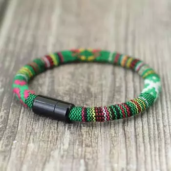 Богемный ручной браслет из веревки для мужчин и женщин, этнический стиль, модель для пары, красочная ткань, BFF, подходящие украшения зелёный
