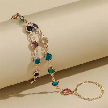 Богемный стиль изысканный красочный драгоценный камень запястье цепочка яркий камень браслет для женщин девушка подарок на день рождения 1PC