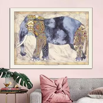 Богемный стиль, картина со слоном на холсте, безрамная картина для гостиной, спальни, дома, декоративная живопись, настенное искусство, холст, постер, фотографии 21*30cm